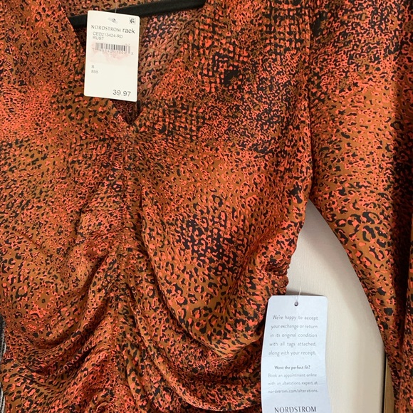 MELLODAY Rust Ruched Evening Dress - Picture 5 of 8